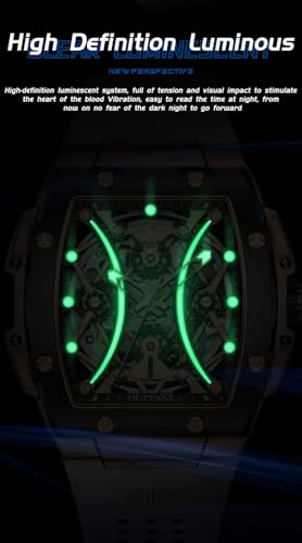 Image of OLEVS Watch Men Self Winding Luxury Skeleton Mechanical Business Dress Square Wrist Watches Calendar Watches