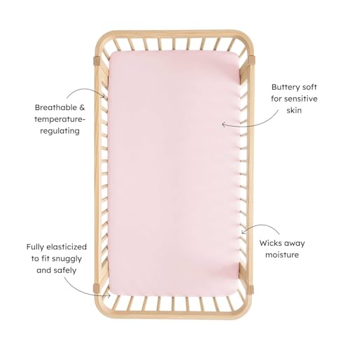 Image of Kyte Baby Soft Crib Sheet - Standard Fitted Crib Sheet Made with Rayon from Bamboo, Ultra-Gentle and Breathable (Blush)