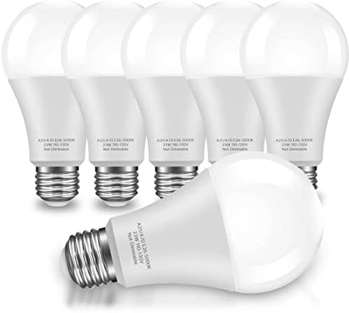 KINDEEP E26 LED Bulbs, 150W-200W Incandescent Bulb Equivalent, 23W, A21 LED Light Bulbs, 2500 Lumens, Not-Dimmable 6 Pack Daylight White 5000K