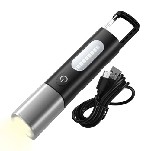 Linternas pequeñas y potentes – Gancho de bolsillo recargable, de mano brillante para exteriores, equipo de iluminación portátil, camping, senderismo, luz LED de alta intensidad para viajes