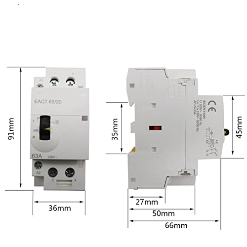 Contacteur modulaire 2nc 63a 220v avec commande manuelle domestique - 3