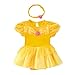 Lito Angels Vestito da Principessa Belle Pagliaccetto per Bimba Bambina, Bebè Body Tutina con Fascia, Taglia 3-6 Mesi, Giallo