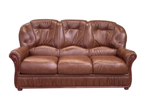 Vente-unique Couchgarnitur Leder 3+1 - Büffelleder - Braun - Daphne – Bild 3