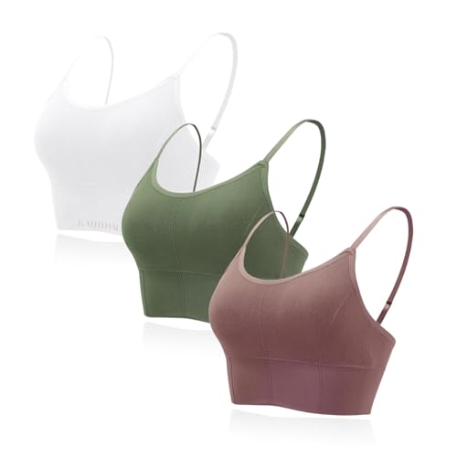 Image of Kaththai Women Cotton Padded Wire-Free Sports Bra with Adjustable Straps Soft Padded Push-Up Bra for Yoga, Fitness (Free Size Bra Fit Up to 28,30,32,34)