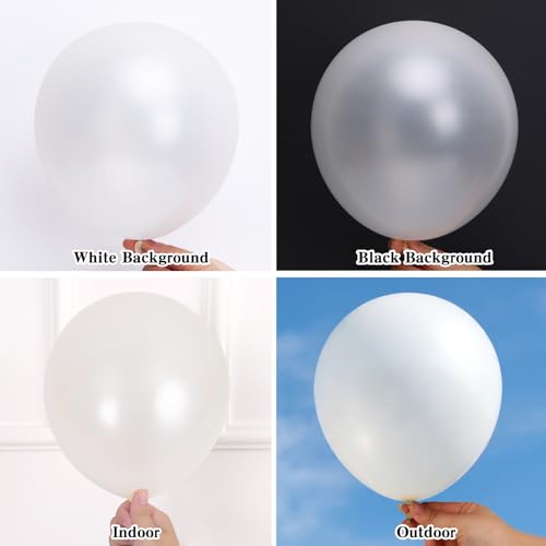Image of RUBFAC 135pcs Pearl White Balloons, Latex Balloon Different Sizes 18 12 10 5 Inch for Garland Arch Wedding Engagement Anniversary Bridal Baby Shower Birthday Party Decoration