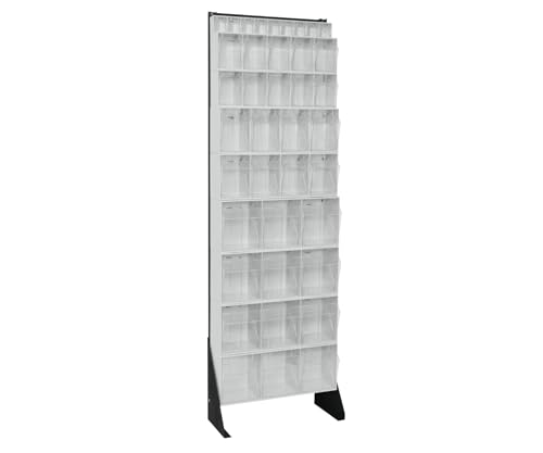 Quantum QFS170-36WT 36 Drawer Tip Out Bin Stand, Single Sided, 75"H x 24"W x 10"D, White, 300 lb Capacity, 14-Gauge Steel Frame