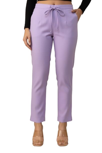 GoSriKi Solid Regular Fit Cotton Women Trousers Ethnic Kurti Pants Casual Formal Office in neutral