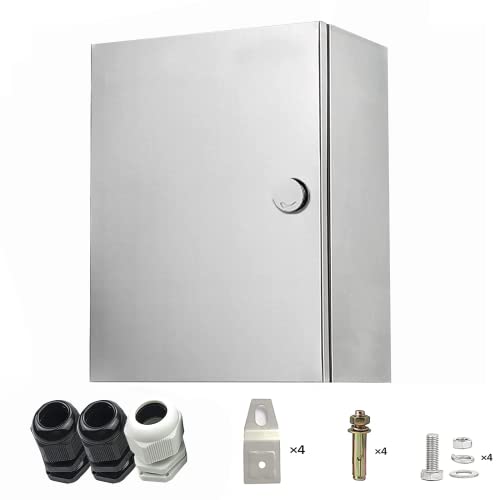 Simmpatuu Edelstahl Wasserdichter Schaltschrank Innen/Außenwandmontierter Anschlusskasten Rostfreier Technikkasten mit Schloss 50x40x18CM Eingebaute Isoliermontageplatte