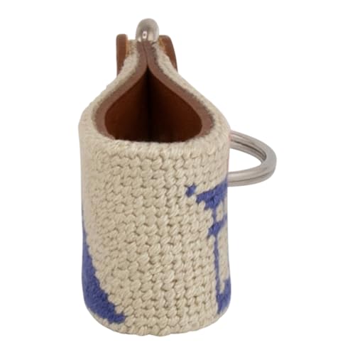 Image of Leather Hand-Stitched Needlepoint Key Fob or Key Chain