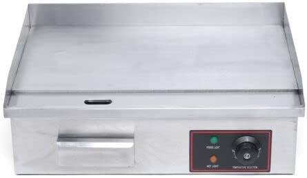 Parrilla de encimera eléctrica comercial de 110 V 3000 W, parrilla superior plana, control de termostato ajustable, parrilla de restaurante de acero