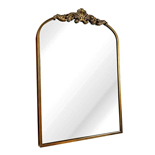 Wamirro WML-MR001 Arched Mirror,Gold Traditional Vintage Ornate Baroque Mirror,Antique Brass Mirror,Wall Mounted Mirrors thumb #7