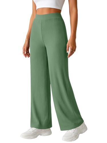Image of Pinkmint Women's Palazzo Pants High Waist | Wide Leg Stretchable Trousers | Elastic Waist Flared Pants | Casual, Office, Travel, Lounge Stylish Comfortable Bottom Wear
