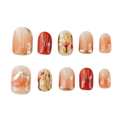 farfarflame 手作り ネイルチップ ショート 付け爪 つけ爪 台 3D ダイヤモンド 光沢 おしゃれ かわいい デザイン 貼るだけ 秋 冬 パーティー 10枚入 (遠花火, XS)