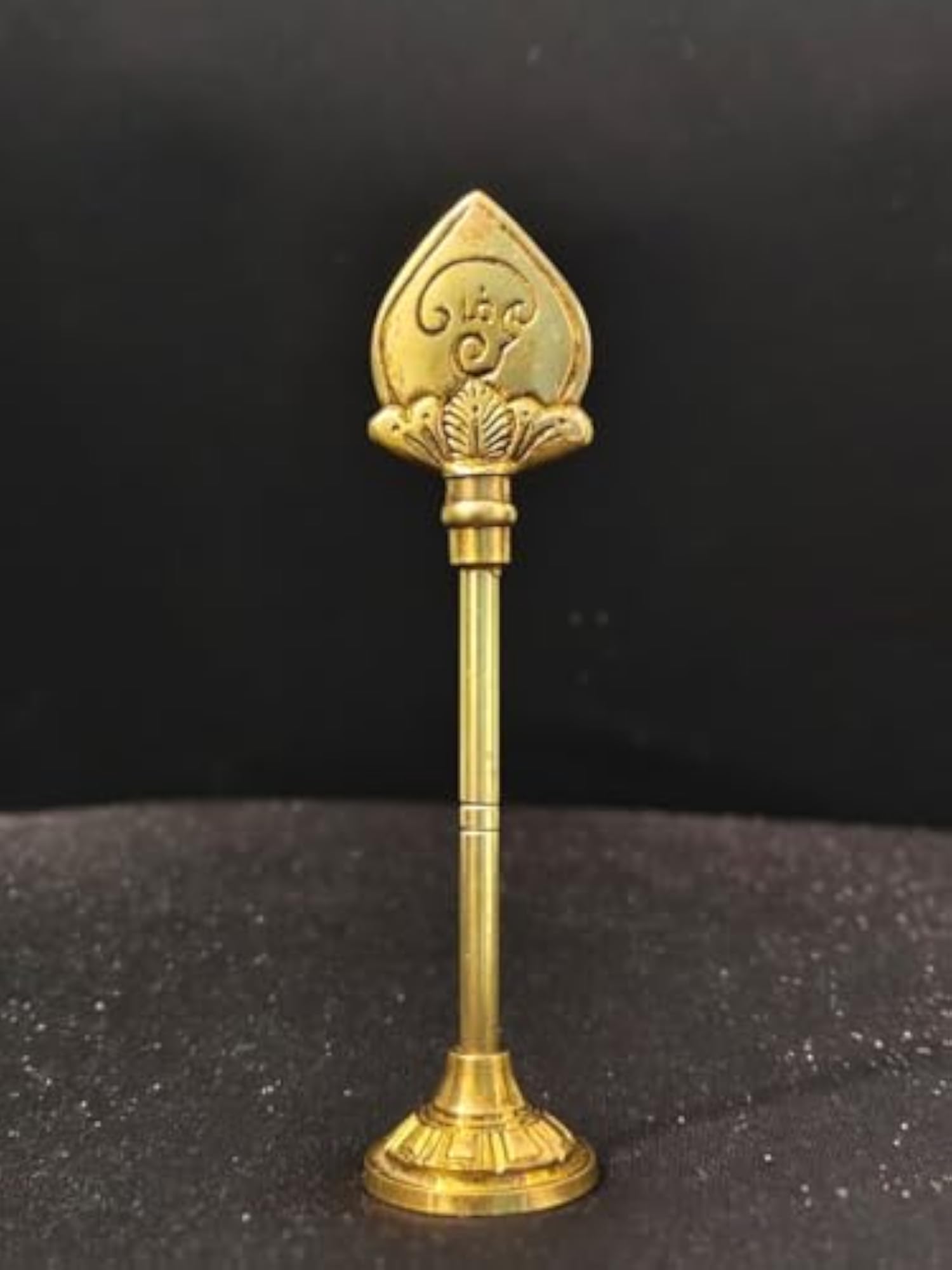 Vintage Brass Standing Murugan Vel, 15cm
