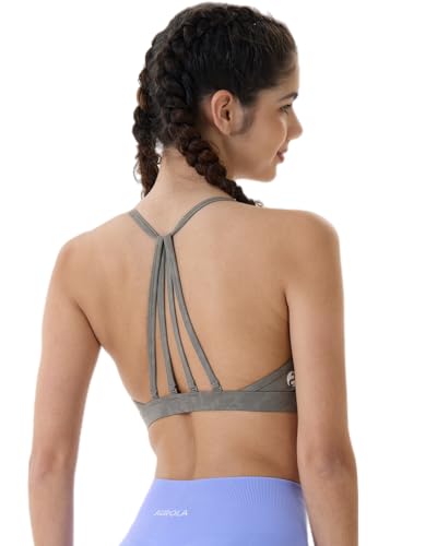 Image of AUROLA Mercury Workout Sports Bras Women Athletic Removable Padded Backless Strapy Minimal Crop Top