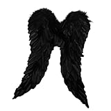 harayaa ala de Plumas, ala de ángel, ala de Hada, ala Decorativa para Suministros de Fiesta, Puesta de cumpleaños, Negro