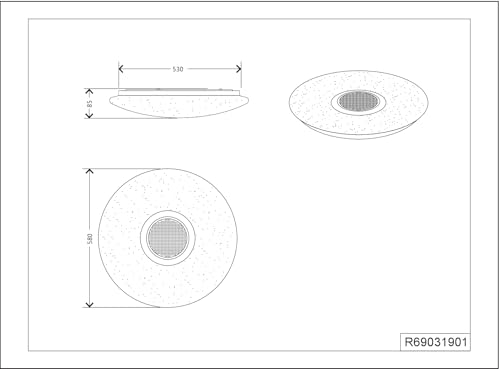 Reality Leuchten Plafonnier Led Musica R69031901, Abat-Jour En Plastique Blanc Avec Effet Starlight, Led 33 Watts, TéLéCommande, Changement De Couleur, Haut-Parleur Bluetooth, - 13