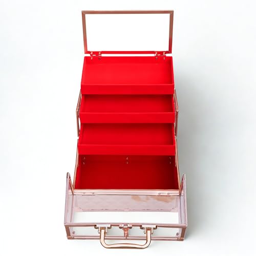 Image of Adson Professional Beauty Make Up Cosmetic Vanity Box /Case 4 Trays with Mirror (Multi)