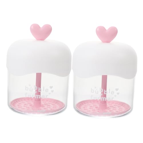 2個 泡立て器 泡ソープディスペンサー 洗顔料 泡カップ 手動ウォッシュバブルメーカー フェイシャルバブルメーカー 液体石鹸メーカー 洗顔料用の泡フォーマー プラスチック ピンク FRCOLOR