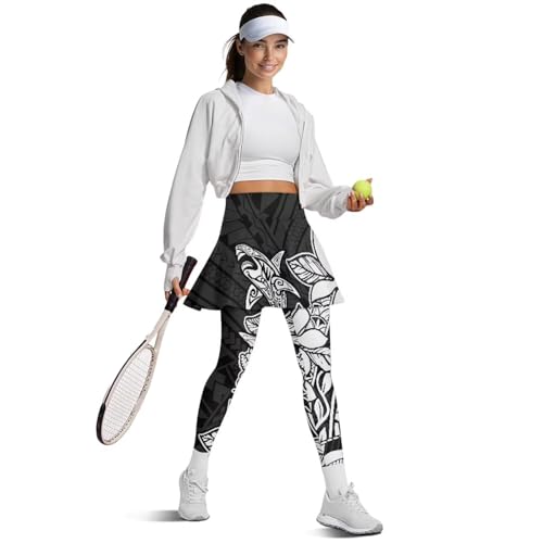 Irisjudy Women Tennis Skirted Leggings Santa Hat Rose Sport Running Long Pants Winter Forest Workout Trousers with Skirts4