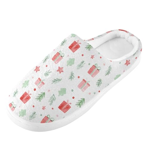 Fuzzy Memory Foam Slippers for Women/Men Gift Box Stars Pattern Fluffy Winter House Shoes Indoor and Outdoor