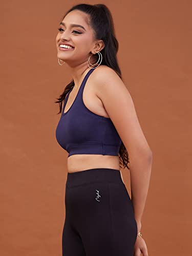 Image of NYKD Women's Everyday Cotton Padded Sports Bra for Gym /Running /Workout Full Support | Removable Pads | Wirefree | Full Coverage | Stretchable - NYK059