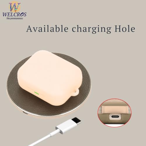 Image of WELCROS Soft Silicone Case Cover Compatible for Realme Buds Air 7 | 7 Pro (Ivory Gold, with Keychain)