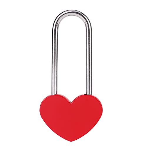 VeYocilk 3.5 50mm Love Lock Heart Padlock Red Single Heart Wish Lock for Lovers Wedding Valentines Anniversary Travel Valentines Day Bridge(NO Key)