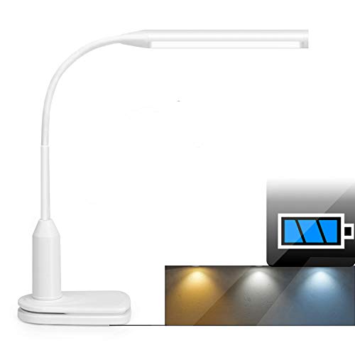 Lámpara de mesa LED y luz de clip, batería recargable de 2000...