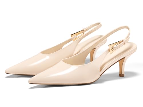 Coutgo Womens Slingback Heels Kitten Low Heel Dress Shoes Closed Pointed Toe Buckle Pumps Work Wedding Shoes4