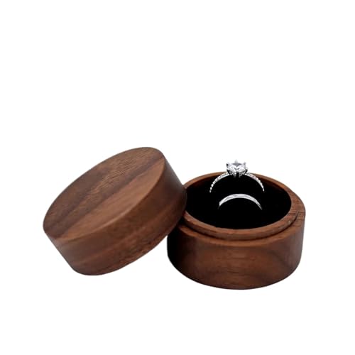 Caja Para Anillos Caja de madera for anillos, soporte for anillos doble, joyería, pendientes, almacenamiento de perno, propuesta, organizador de anillos de aniversario de boda, caja de embalaje Compro
