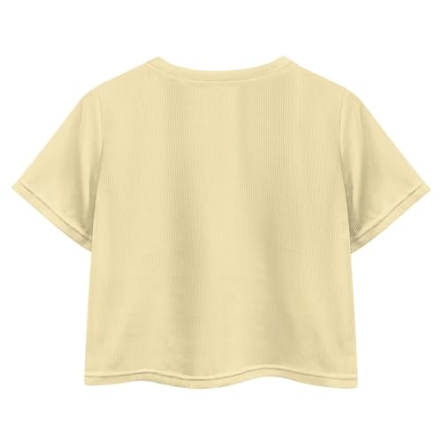 Image of Girls Fashion Crewneck Tee Shirts Casual Short Sleeve Crop Top Summer Outfits 5-14 Years Old
