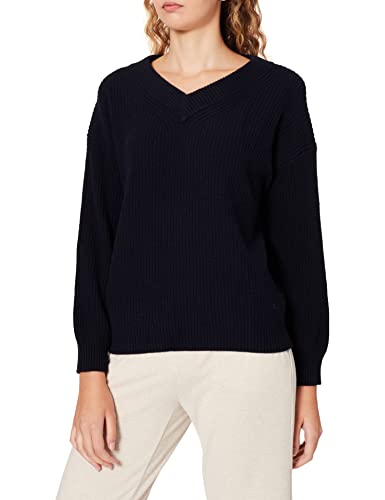 GANT D1. WOOL RIB V-NECK, Maglione Donna, Blu (