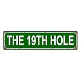 The 19Th Hole Space Metal Tin Street Sign Bar Cafe Garage Cave Home Room Wall Bathroom Farmhouse Garden Porch Patio Decor, 16 X 4 Inch