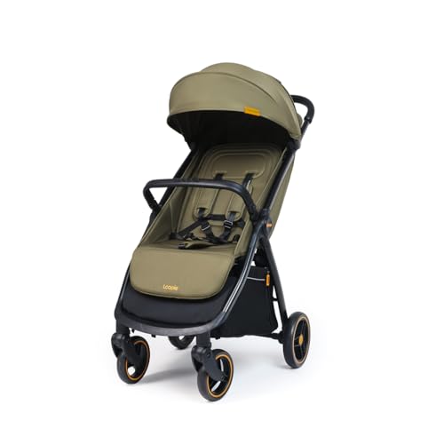 Image of Loopie Hop 1 Hand Fold Travel Friendly Compact CABIN Stroller for 0-4 Years | 3 position RECLINE Seat with SLEEPING position | SUN Protection UPF 50+ Canopy | 5 Point Safety HARNESS | 360 Wheels | 5 KG storage BASKET | WASHABLE Oxford Cotton fabric | MOSQUITO NET | Self-standing | 1 year WARRANTY | Olive Green