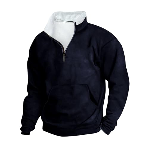Sudadera de Manga Larga Hombre Tejido Cálido Casual Sin Capucha Diseño Estampado Moderno Confort Superior (Dark Blue, XXL) #10