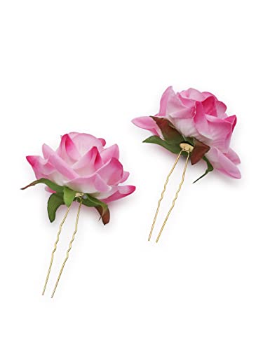 Image of Vogue Hair Accessories Light Weight Rose Flower Bun Maker Juda Pins For Women & Girls (Light Pink-2)