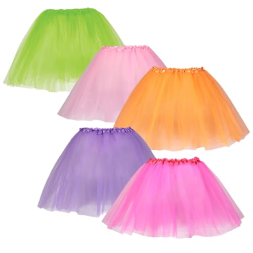 Dress Up America Tutu Multipack for Girls - Five Color Pack of Princess Tutu Skirts for Kids - Three-Layered Tulle Ballet Skirts Multicolored