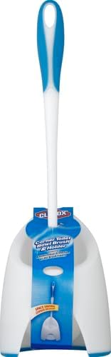 Clorox Corner Toilet Bowl Brush with Under Rim Scrubber, Includes Corner Storage Caddy, White - 1