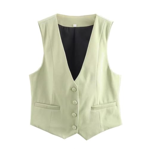 Chaleco de traje corto para mujer elegante con cuello en V