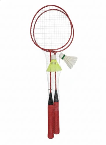 Image of Steel Badminton Racket Set with Shuttlecocks | 2 Rackets | 2 Shuttlecocks (1 Feather + 1 Nylon) Suitable for Beginners & Recreational Play | Indoor & Outdoor Use