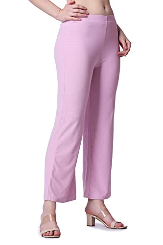 Image of POPWINGS Formal Casual Solid Trousers for Women || Work Trousers for Women || Pull On Trousers for Women || High Waist Plain Women Trousers for Summer
