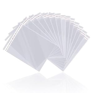 100 Pcs A4 Clear Self-adhesive Bags 22x34CM Clear Cellophane Cello Bag A4 Self Sealing Cellophane Display Bags/Sealable Bags, Food Safe, A4 Cello Bags OPP for Cookies,Cards,Pictures