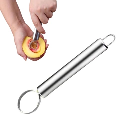 1 Pack Corer Pitter Multipurpose Fruit Core Remover Seed Remover for Kitchen Pit Fruit Corer Remover Tool Peach Pitter Tool for Peach, Silvery