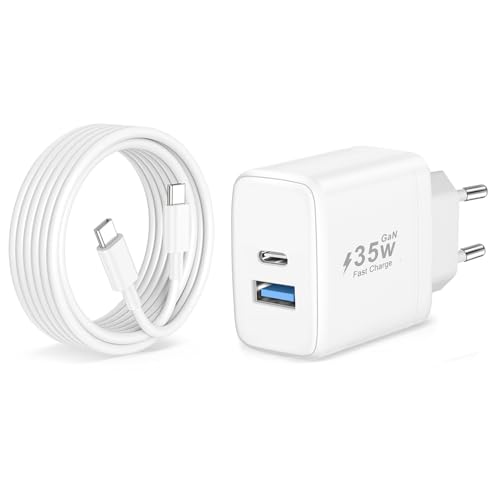 USB C Ladegerät, 35W Schnellladegerät mit 2M USB C Kabel,PD Adapter Mehrfach Netzteil für iPhone 16 16e 15/16 15 Pro/Pro Max/Plus,iPad Pro/Air/a16, 2-Port Handy Stecker mit Ladekabel Schnellladekabel USB C Ladegerät, 35W Schnellladegerät mit 2M USB C Kabel,PD Adapter Mehrfach Netzteil für iPhone 16 16e 15/16 15 Pro/Pro Max/Plus,iPad Pro/Air/a16, 2-Port Handy Stecker mit Ladekabel Schnellladekabel