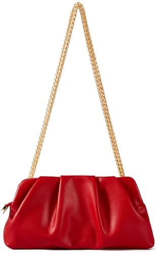 Image of Evening Bag for Women Ruched Clutch Purse Detachable Metal Chain Crossbody Bag