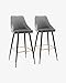 Duhome 2X Sgabelli da Bar Tessuto (Velluto) Quadrato con Schienale Piedini in Metallo Selezione Colore 5170G, Colore:Grigio, Materiale:Velluto
