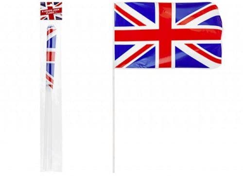 PMS Union Jack - Banderas de plástico (4 unidades, 12 x 8 pulgadas)