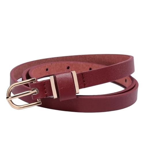 Women's Skinny Leather Belt Solid Color Waist Or Hips Ornament Girls 1.5cm Wide Waistband 10 Sizes To Choose From(Red,3X-Large)