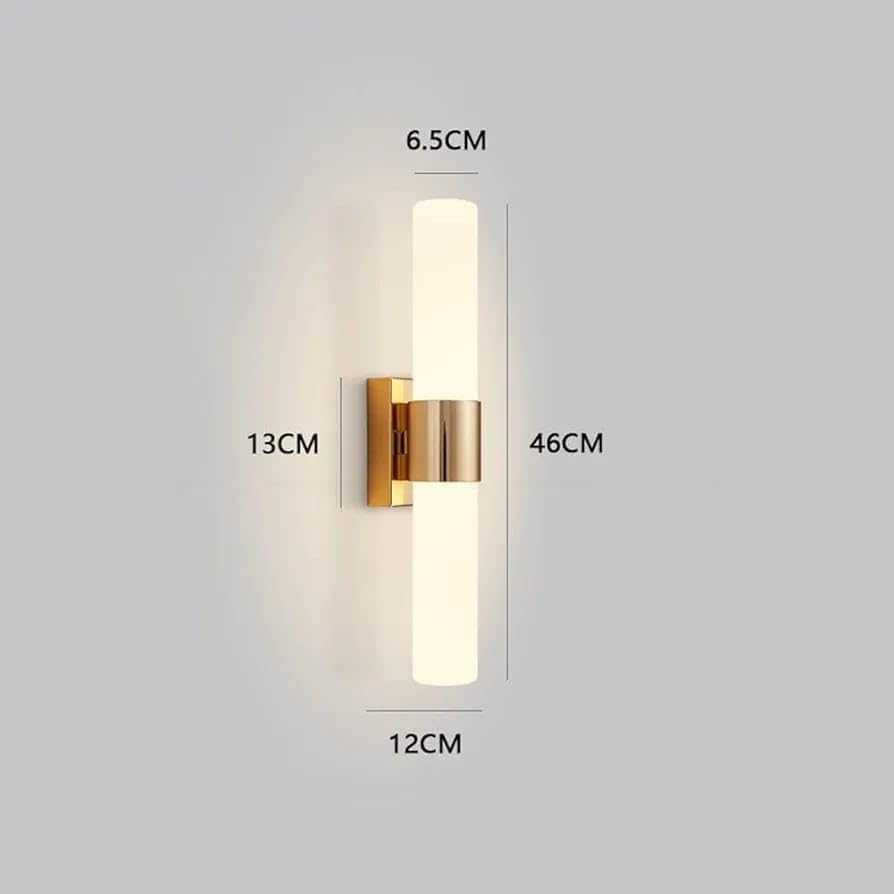 Image of Glowave Golden Acrylic Light Cylindrical Design Wall Lamp Lighting Sconce for Living Room Bedroom Bedside - Tricolour (White, Warm White, Natural White) (6113)